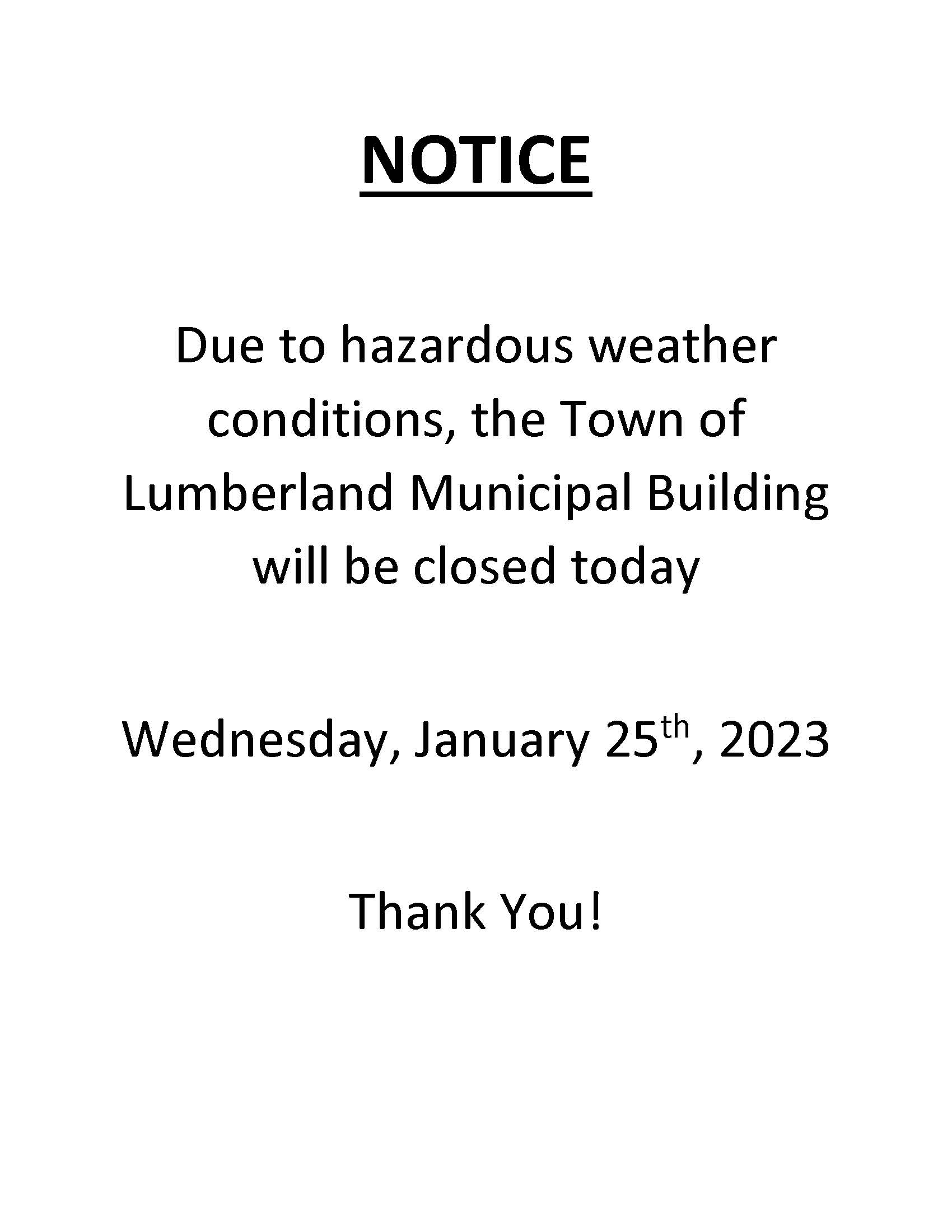 Weather Closure - Jan 2023